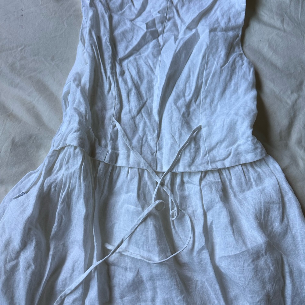 White linen mini Vest Dress verge girl - Picture 6 of 6